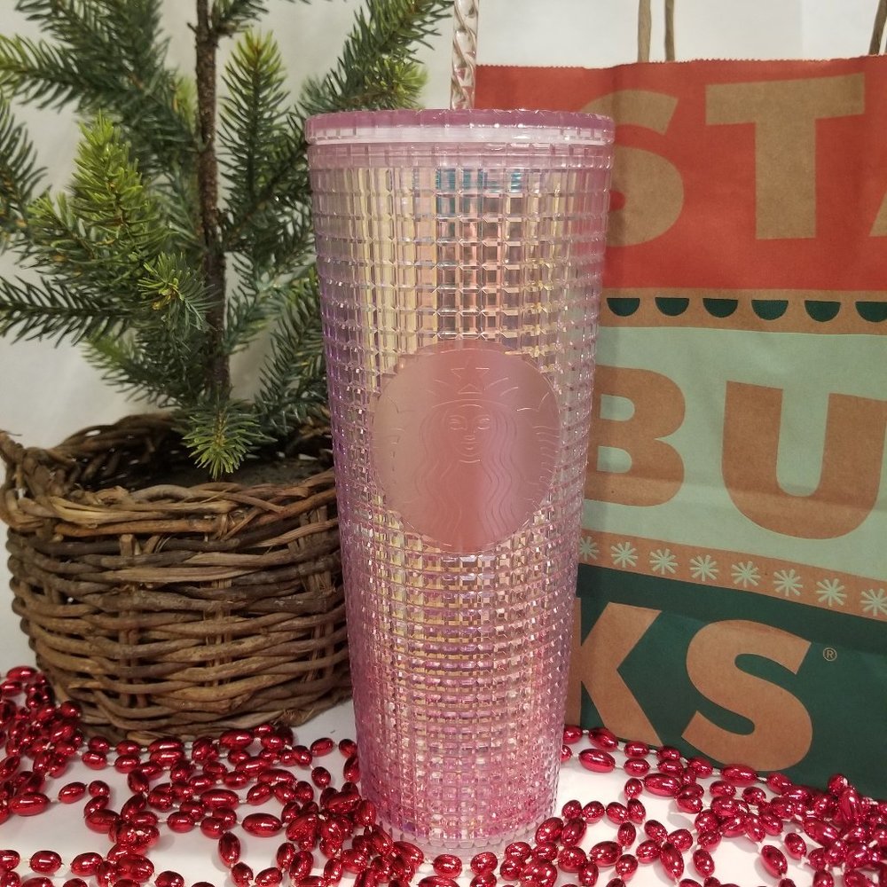 STARBUCKS Holiday 2020 Pink Discoball Grid Tumbler